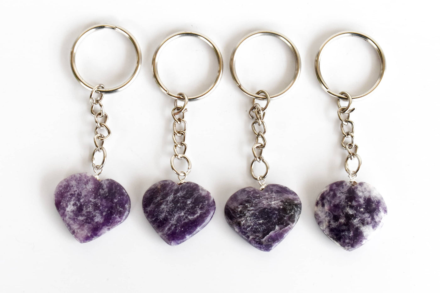 Lepidolite Key Chain, Gemstone Keychain Crystal Key Ring (Joy and Relaxation)