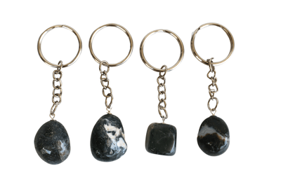 Moss Agate Key Chain, Gemstone Keychain Crystal Key Ring (Trust and Self-Discipline)