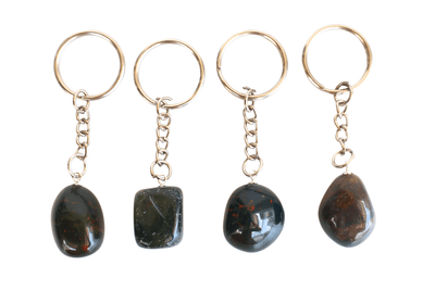 Bloodstone Key Chain, Gemstone Keychain Crystal Key Ring (Altruism and Cleansing)