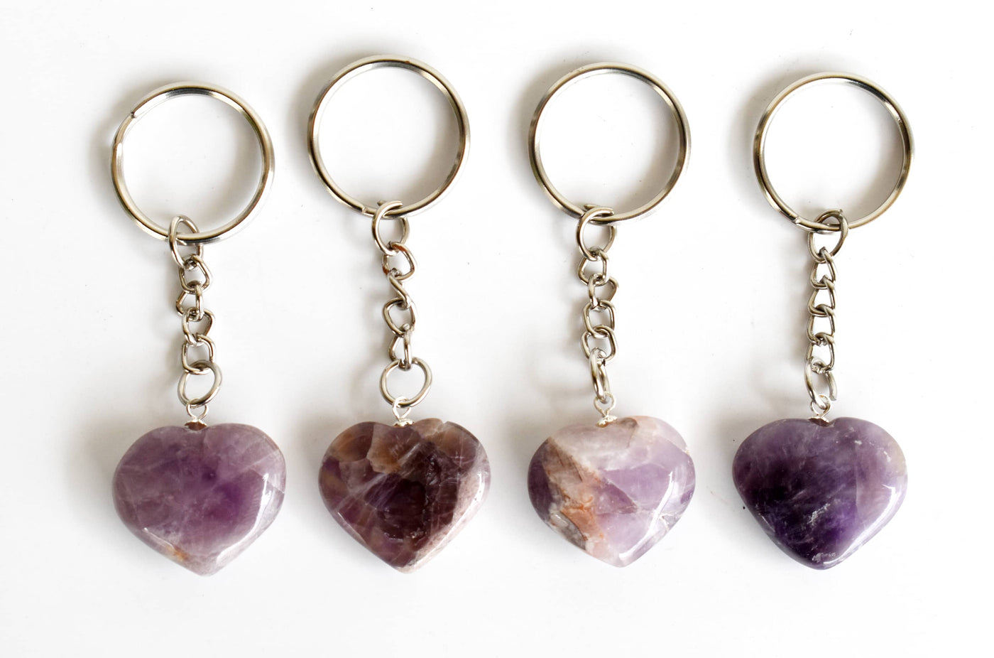 Amethyst Key Chain, Gemstone Keychain Crystal Key Ring (Intuition and Grief)