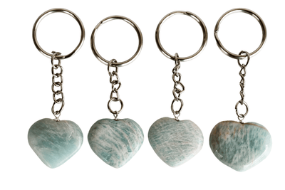 Amazonite Key Chain, Gemstone Keychain Crystal Key Ring (Trust and Breaking Addictions)