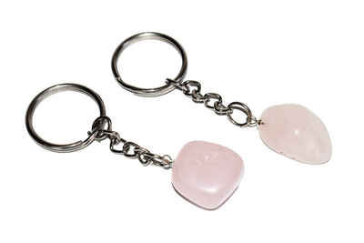 Rose Quartz Key Chain, Gemstone Keychain Crystal Key Ring (Creativity and Empathy)