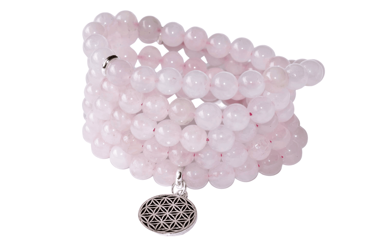 Rose Quartz Beads Mala Bracelet, 108 Prayer Beads Necklace (Love and Inner Peace)