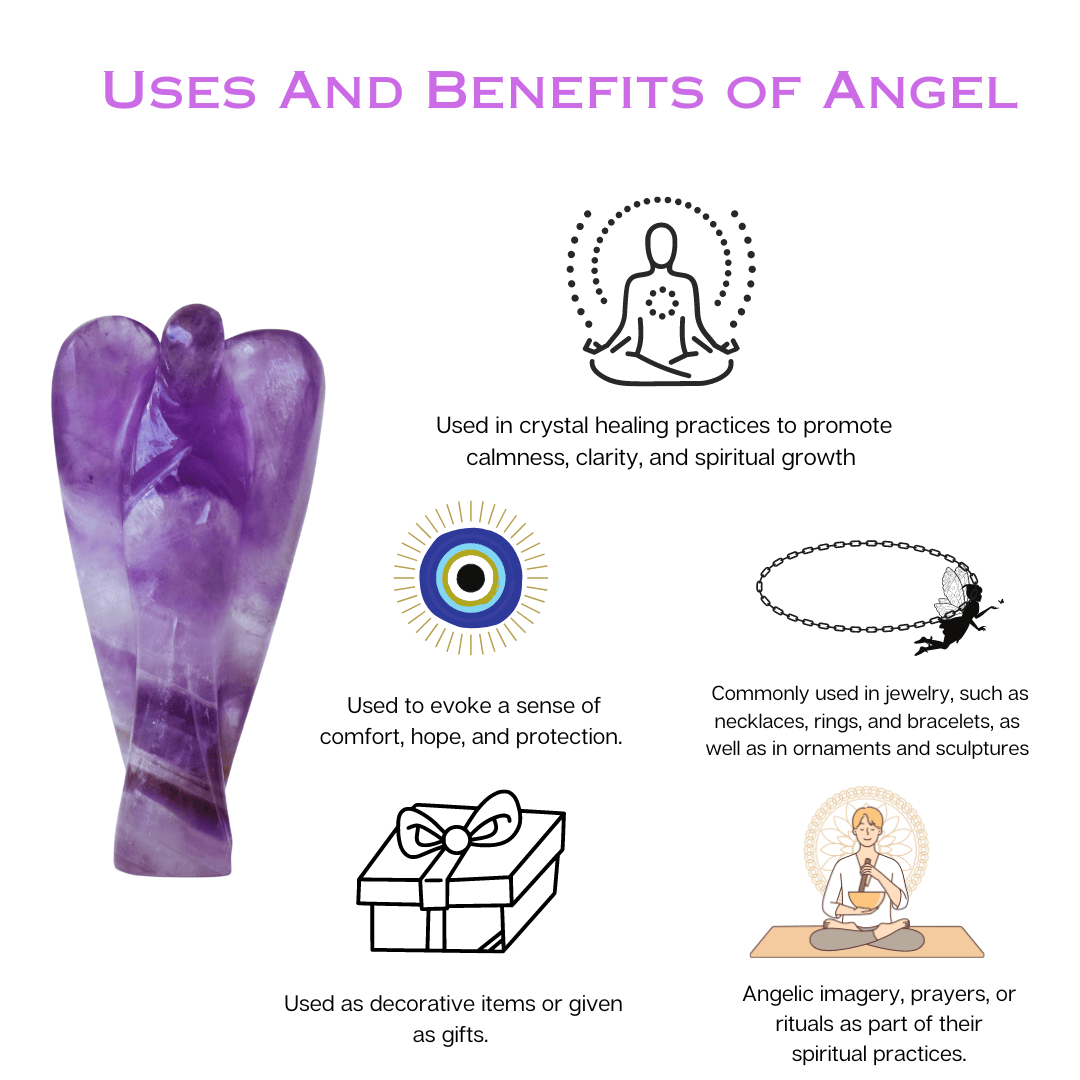2 '' Chakra Bonded Angel Gemstone Peace Angel Pocket Statue d'ange gardien Facile à transporter dans un sac à main