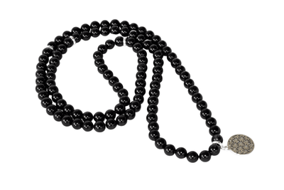 Black Tourmaline Beads Mala Bracelet, 108 Prayer Beads Necklace (Physical Ailments and Growth)