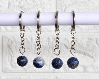 Lapis Lazuli Key Chain, Gemstone Keychain Crystal Key Ring (Inner Peace and Wisdom)
