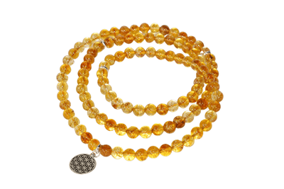 Citrine Beads Mala Bracelet, 108 Prayer Beads Necklace (Prosperity and Success)