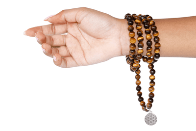 Tiger Eye Beads Mala Bracelet, 108 Prayer Beads Necklace (Protection and Inner Strength)