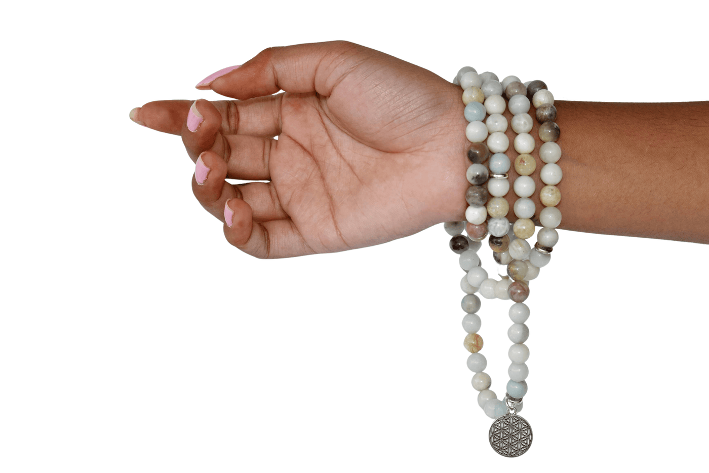 Multi Amazonite Beads Mala Bracelet, 108 Prayer Beads Necklace (Good luck and Fortune)