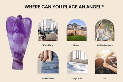 2'' Amethyst Angel, Gemstone Peace Angel Pocket Statue d'ange gardien