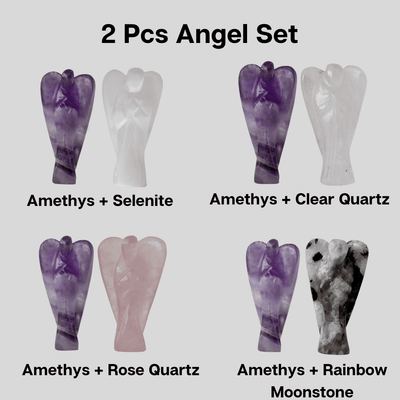 2'' Amethyst Angel, Gemstone Peace Angel Pocket Statue d'ange gardien