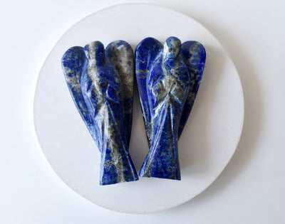 3 '' Lapis Lazuli Angel, Statue d'ange gardien de poche d'ange de paix de pierre gemme