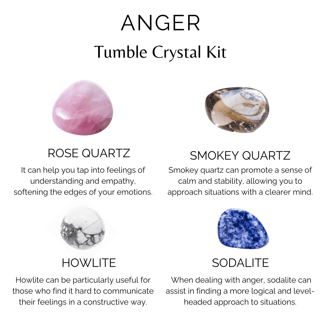 Release and Control ANGER Crystal Kit, Gemstone Tumble Kit, Anger Crystal Gift Set