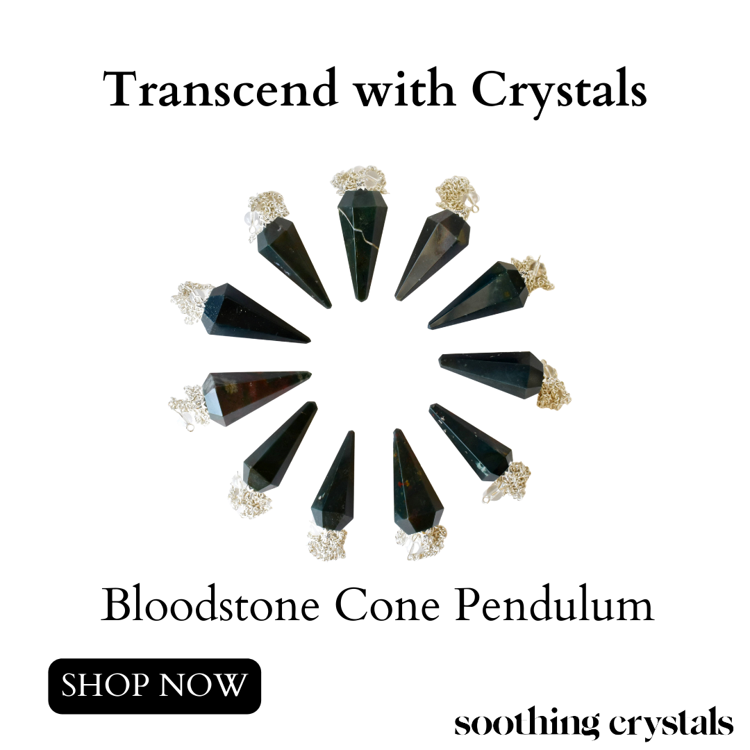 Pendule hexagonal à facettes en pierre de sang, pendule en cristal