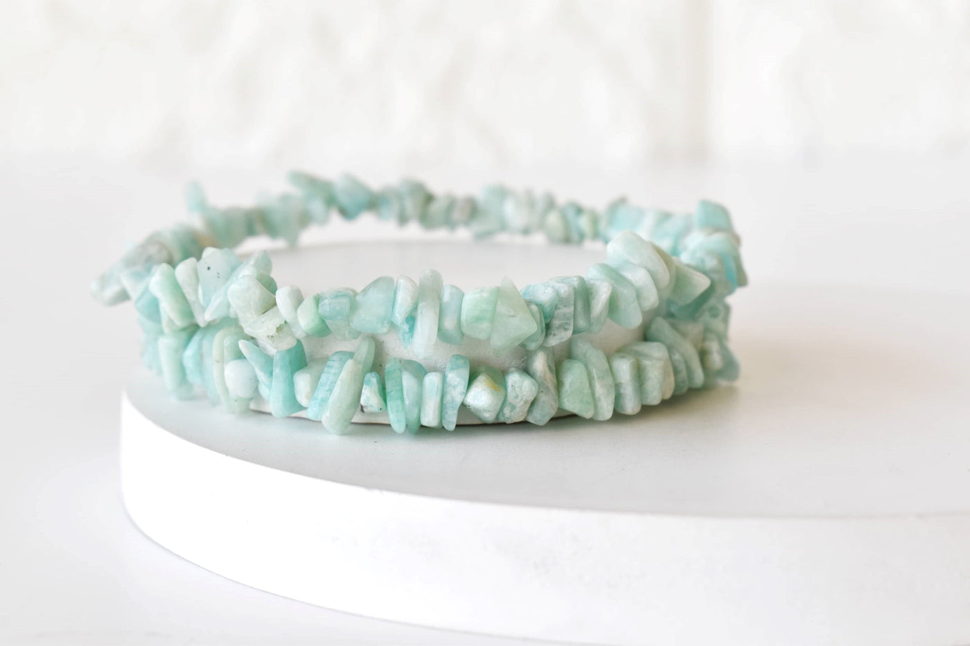 Bracelets de puces d'amazonite naturelle, puces non coupées, bracelets de puces de pierres précieuses en cristal en vrac