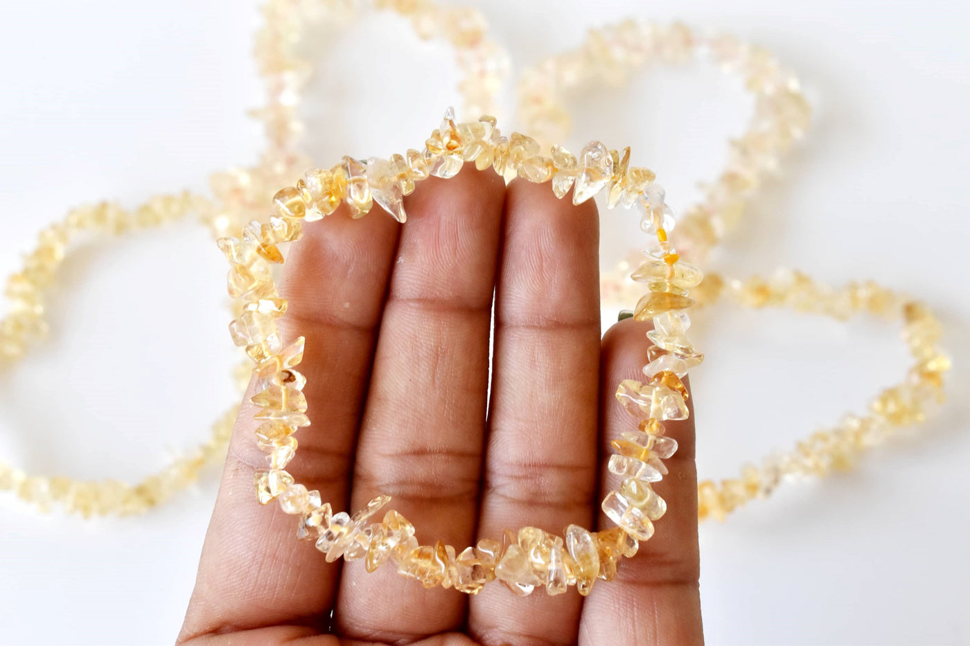 Bracelets de puces de citrine naturelle, bracelets de puces de pierres précieuses en cristal en vrac ~ bracelet de puce de chakra de guérison