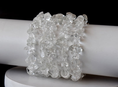 Bracelets à puces de quartz en cristal clair naturel, bracelets à puces en cristal en vrac ~ Bracelet à puces de guérison