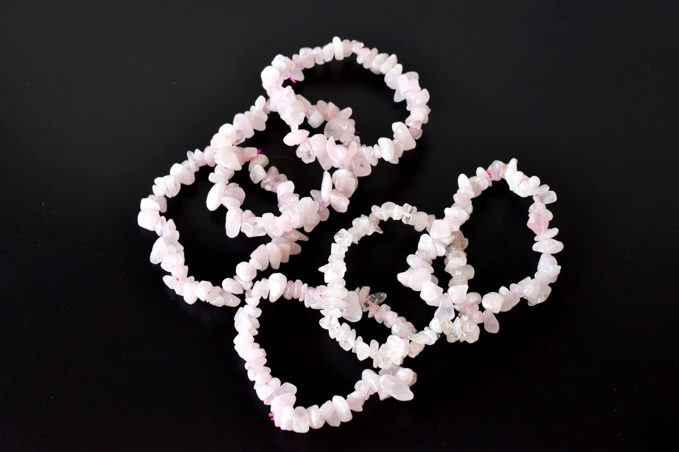 Bracelets à puces en quartz rose naturel, bracelets à puces en cristal en vrac ~ Bracelet à puces de guérison