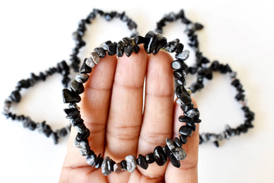 Snowflake Obsidian Chip Bracelet(Past Life Recall and Wisdom)