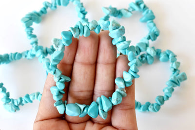 Bracelets à puces turquoises naturelles, bracelets à puces en cristal en vrac ~ Bracelet à puces de guérison