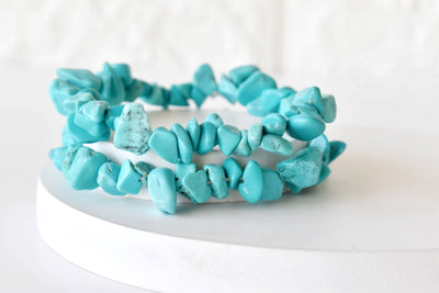 Bracelets à puces turquoises naturelles, bracelets à puces en cristal en vrac ~ Bracelet à puces de guérison