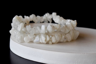 White Rainbow Moonstone Chip Bracelet (Growth and Compassion)