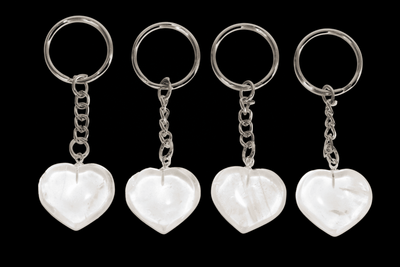 Crystal Quartz Key Chain, Gemstone Keychain Crystal Key Ring (Dreams and Enhancing)