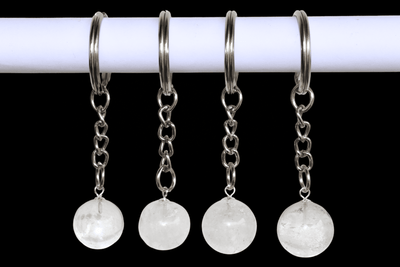 Crystal Quartz Key Chain, Gemstone Keychain Crystal Key Ring (Dreams and Enhancing)