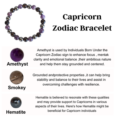 Capricorn Zodiac Crystal Bracelet, Capricorn Gifts