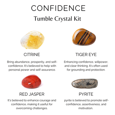 Boost CONFIDENCE Crystal Kit, Gemstone Tumble Kit, Confidence Crystal Gift Set