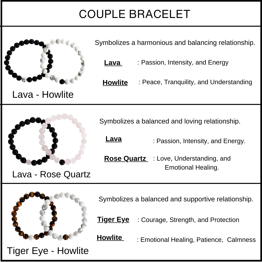 Black Onyx Matt Howlite Couple Bracelets, Anniversary Gift (Confidence and Balance)