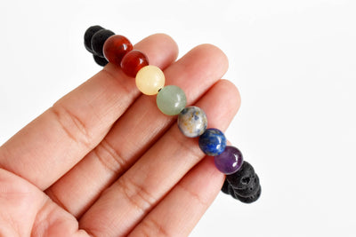 7 Chakra Diffuser Bracelet, Lava with 7 Chakra's Cruystals Beads Diffuser Jewelry, Aromatherapy, Essential Oil Bracelet, Spiritual Gift, Yoga Gift for Her,