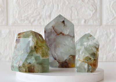 Polished Green Fluorite Points (Focus and Manifestation)
