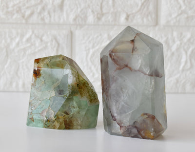 Polished Green Fluorite Points (Focus and Manifestation)