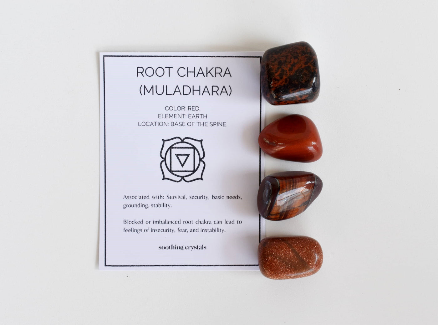 ROOT Chakra Crystals Kit, Chakra's Stones Tumbled Set, Chakra's Gift