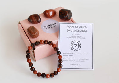 ROOT Chakra Crystals Kit, Chakra's Stones Tumbled Set, Chakra's Gift