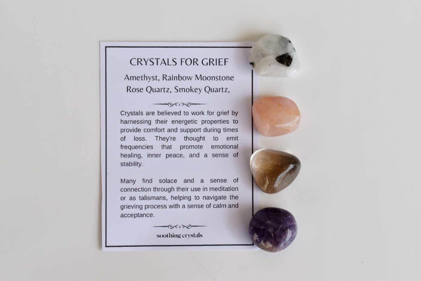 Calming GRIEF Support  Crystal Kit, Gemstone Tumble Kit, Grief Crystal Gift Set