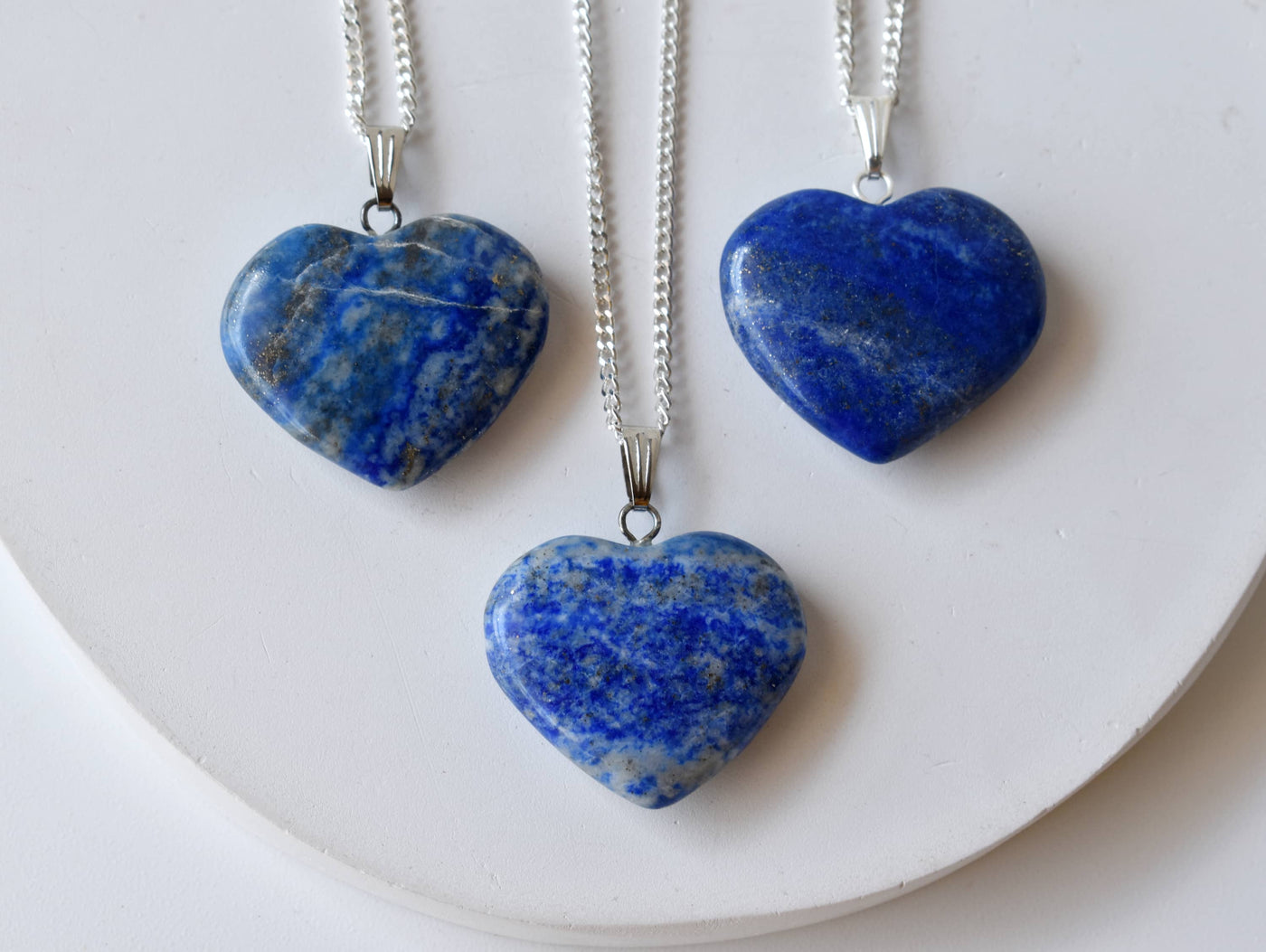 Real Lapis Lazuli Crystal Heart Pendant, Genuine Heart Shaped Necklaces