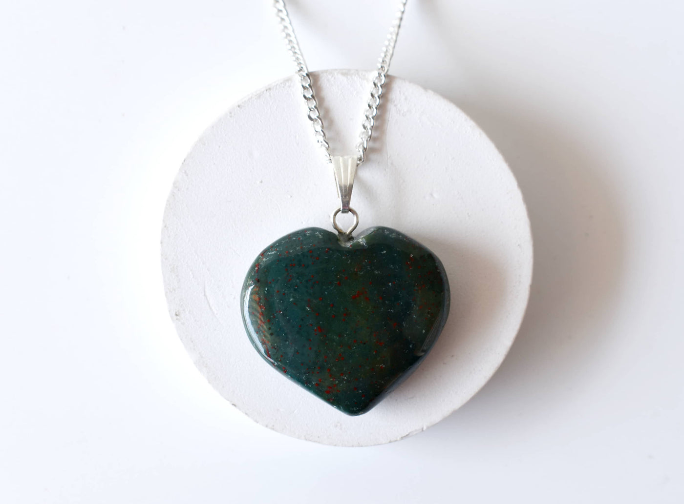 Real Bloodstone Crystal Heart Pendant, Genuine Heart Shaped Necklaces