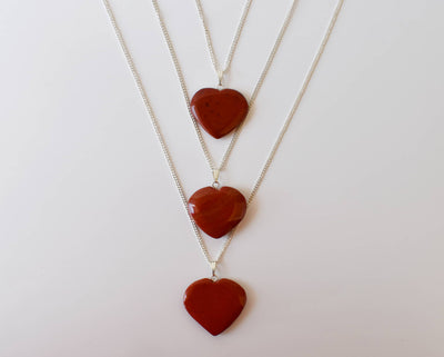 Real Red Jasper Crystal Heart Pendant, Genuine Heart Shaped