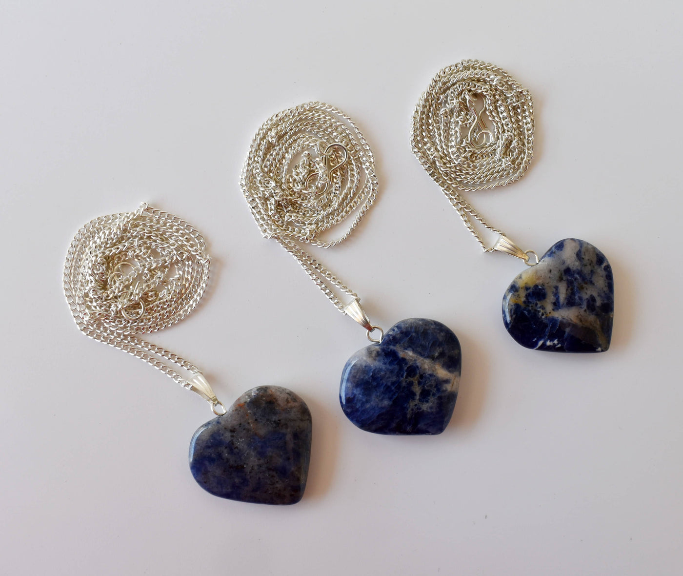 Real Sodalite Crystal Heart Pendant, Genuine Heart Shaped Necklaces