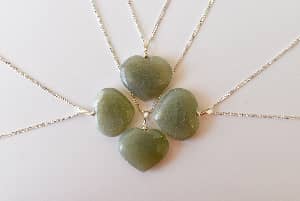 Real Green Aventurine Crystal Heart Pendant, Genuine Heart Shaped Necklaces