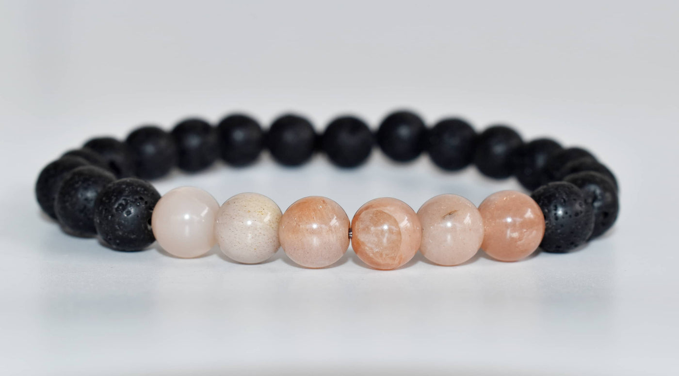 Lava Diffuser Bracelet, Lava with Moonstone Beads Diffuser Jewelry, Aromatherapy, Essential Oil Bracelet, Spiritual Gift, Yoga Gift for Her,