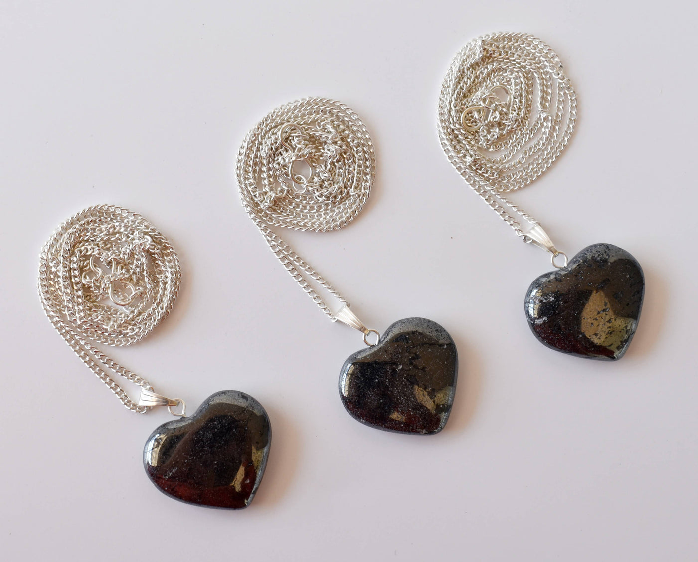Genuine Hematite Crystal Heart Pendant, Genuine Heart Shaped Necklaces