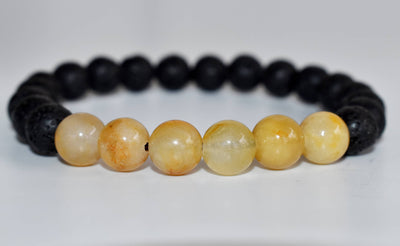 Lava Diffuser Bracelet, Lava with Yellow Aventurine Beads Diffuser Jewelry, Aromatherapy, Essential Oil Bracelet, Spiritual Gift, Yoga Gift for Her,
