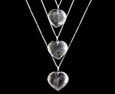 Clear Quartz Crystal Heart Pendant, Genuine Heart Shaped Necklaces