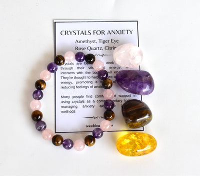 Calming ANXIETY Crystal Kit, Gemstone Tumble Kit, Anxiety Crystal Gift Set