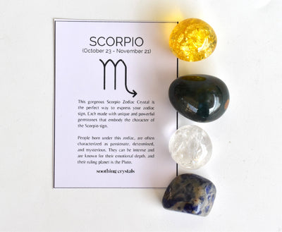 SCORPIO Zodiac Crystal Kit, Scorpio Birthstones Tumbled Stones Set, Scorpio Gifts