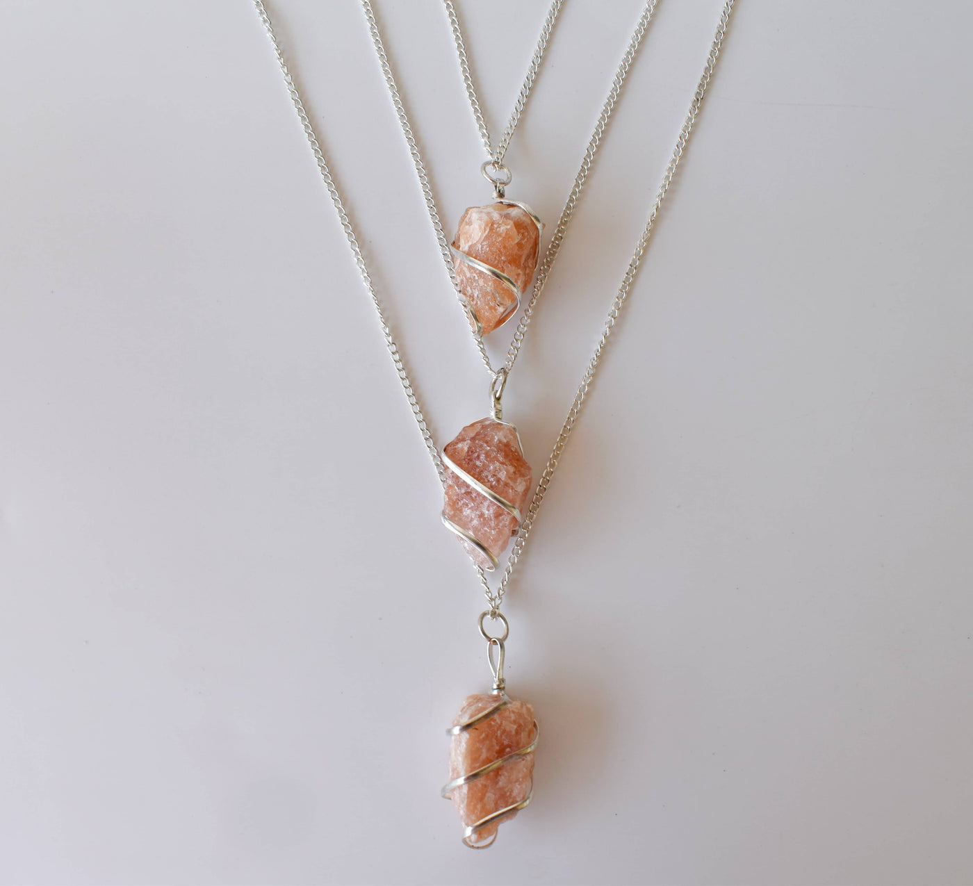 Sunstone Raw Gemstone Pendant, Wire Wrapped Crystal Stone Pendant