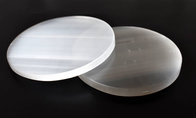3 inches Selenite Plate, White Round Plain Selenite Charging Plate